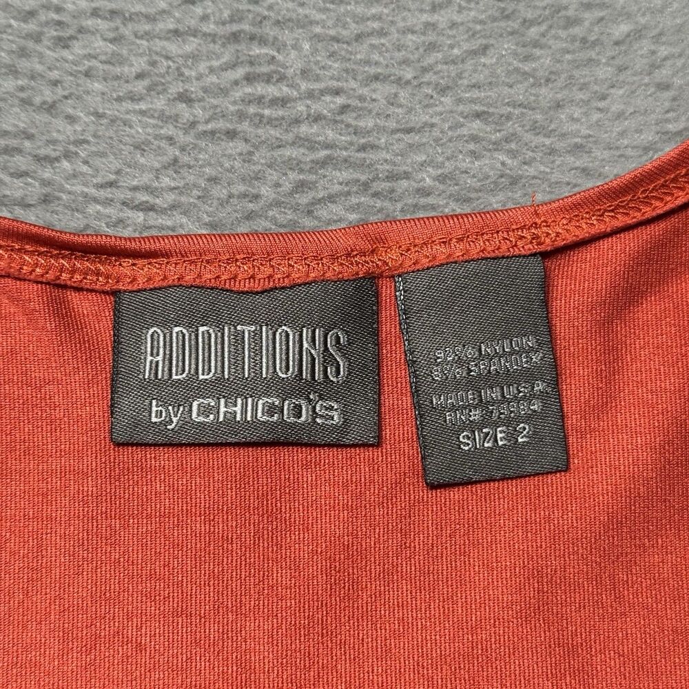 Chicos Additions Womens 2 US L Tank Top Orange Stretch Sleeveless Casual USA - Picture 3 of 6